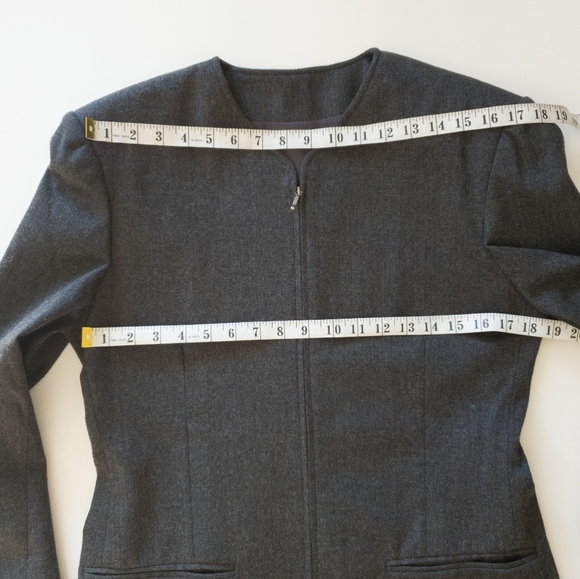 Sisley Grey Wool Zippered Classic Blazer Jacket - Picture 10 of 11